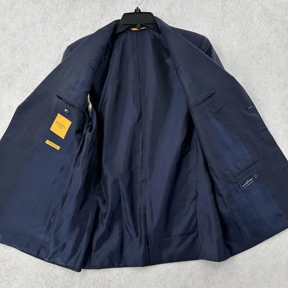 Ermenegildo‎ Zegna Blazer Jacket 42S Windowpane Blue Sport Suit Coat 2-Button